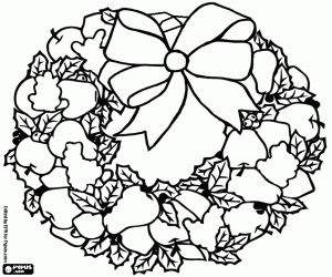 kolorowanka Boże Narodzenie wieniec z owocami