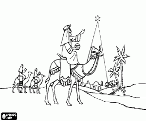 kolorowanka Bożonarodzeniowej gwiazdy i trzech trzech króli