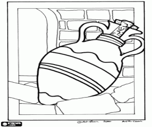 kolorowanka Ceramiczny dzban z koszernej żywności