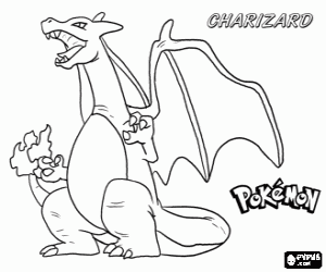 kolorowanka Charizard, ewolucja Pokemon