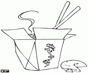 kolorowanka Chińskie jedzenie na wynos