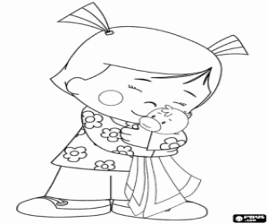 kolorowanka Chloe przytulanie jej koc