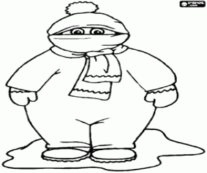 kolorowanka Chłopiec bardzo chronionej w zimie