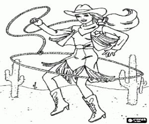 kolorowanka Cowgirl na pustyni