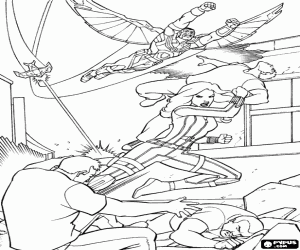 kolorowanka Czarna Wdowa i Sokół w akcji