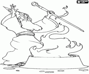 kolorowanka Czarownik z magicznych elementów