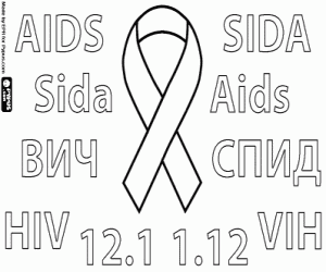 kolorowanka Czerwona wstążka, walki z AIDS