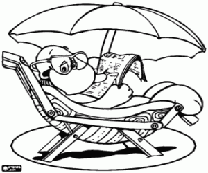 kolorowanka Człowiek z gazetą na plaży