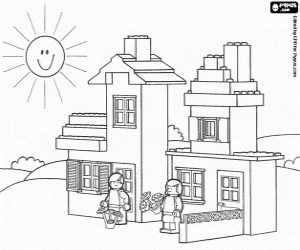 kolorowanka Dom z ogrodem z Lego