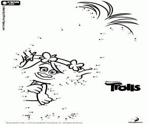 kolorowanka Dołącz do kropki Poppy, Trolle