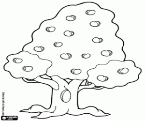 kolorowanka Drzewo z owocami na lato