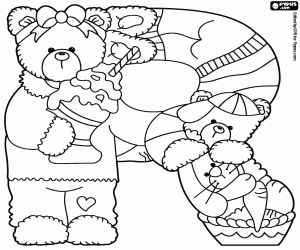 kolorowanka Dwa misie i królik, litera R