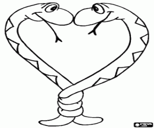 kolorowanka Dwa węże tworzą serce