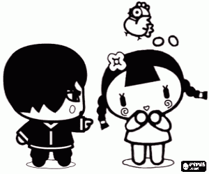 kolorowanka Dwaj przyjaciele Pucca, Abyo i Ching