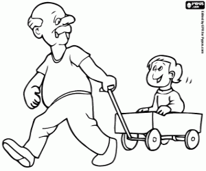 kolorowanka Dziadek, grając z jego wnuk