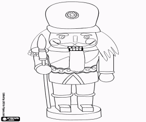 kolorowanka Dziadek do orzechów, żołnierz z włócznią