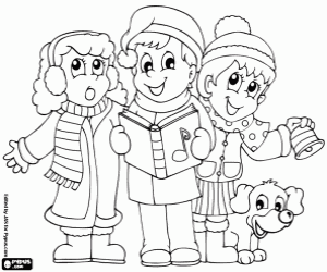 kolorowanka Dzieci śpiewają kolędy