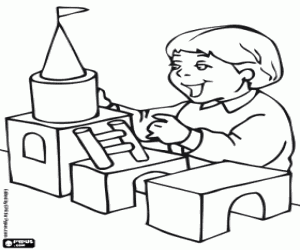 kolorowanka Dziecko i budowy gry