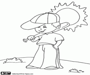 kolorowanka Dziecko i kij baseballowy