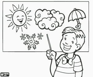 kolorowanka Dziecko w klasie meteorologii
