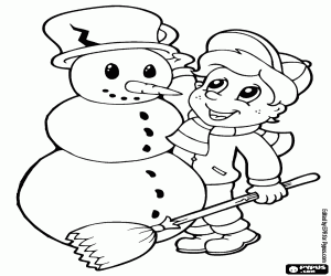 kolorowanka Dziecko z snowman