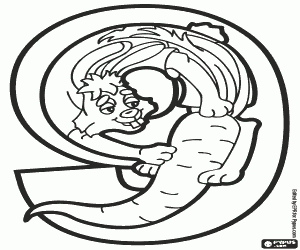 kolorowanka Dziewiątka, królik i marchewki