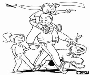 kolorowanka Dzień ojca w parku