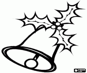 kolorowanka Dzwon Boże Narodzenie ozdobione ostrokrzew