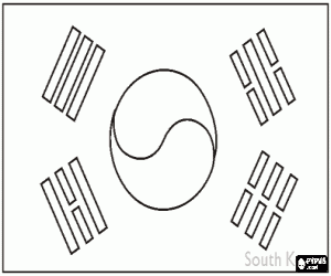 kolorowanka Flaga Korea Południowa