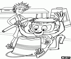 kolorowanka Flint, obserwując Steve małpa