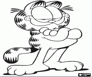 kolorowanka Garfield z rękami skrzyżowanymi