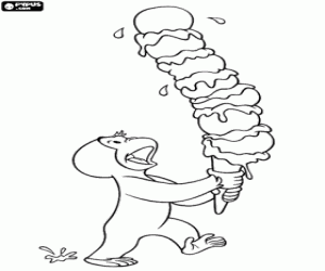 kolorowanka George małpa z lodami