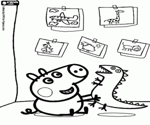 kolorowanka George i zabawki dinozaur