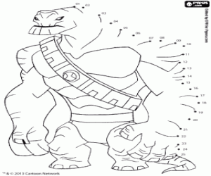 kolorowanka Gigantozaur, kropka-kropka