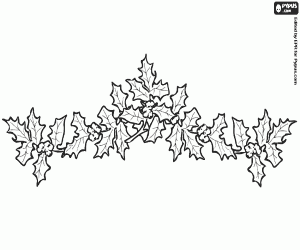 kolorowanka Girlanda z gałązki ostrokrzewu