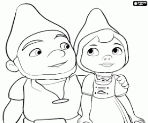 kolorowanka Gnomy Gnomeo i Julia