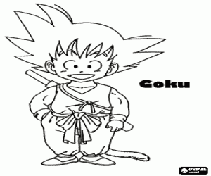 kolorowanka Goku, dziecko wojownik Saiyan
