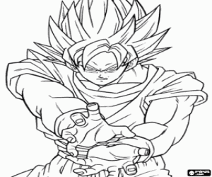 kolorowanka Goku rzuca moc