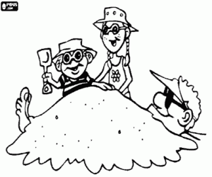 kolorowanka Gra z piasku na plaży