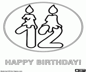 kolorowanka Wiele gratulacje od dwunastu lat