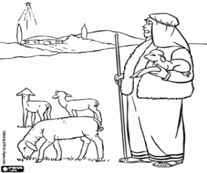 kolorowanka Gwiazda Betlejemska i pasterz