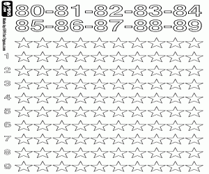 kolorowanka Gwiazdy liczyć od 80 do 89