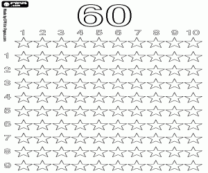 kolorowanka Gwiazdy liczyć maksymalnie 60