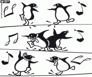kolorowanka Happy Feet tancerzy pingwiny