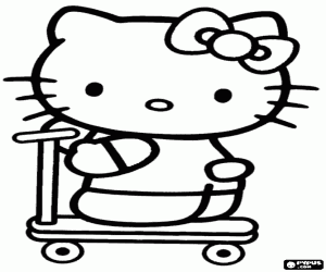 kolorowanka Hello Kitty na hulajnodze