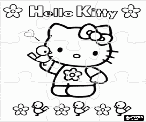 kolorowanka Hello Kitty z kwiatów logiczne