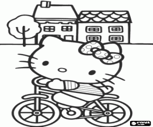 kolorowanka Hello Kitty na rowerze