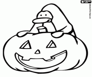 kolorowanka Impreza Halloween od Club Penguin