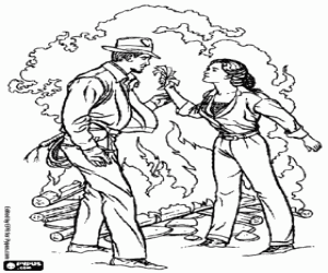 kolorowanka Indiana Jones i Marion