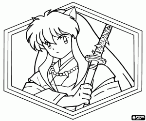 kolorowanka InuYasha, oprawione portret